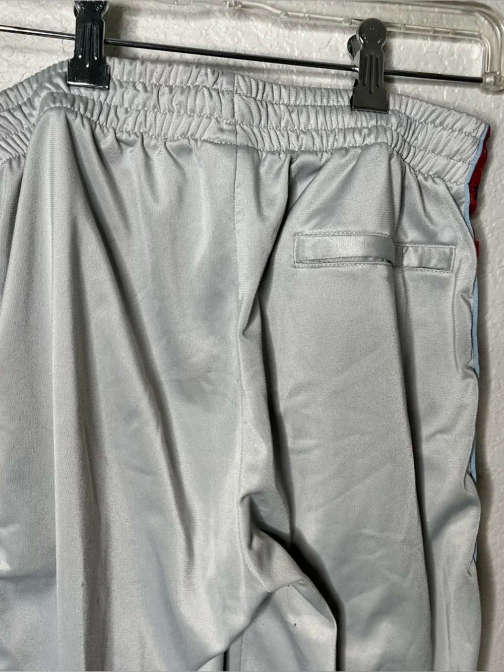 Kappa Y2K Track Pants Gray Side Stripe Logo Joggers Red Blue Streetwear Medium